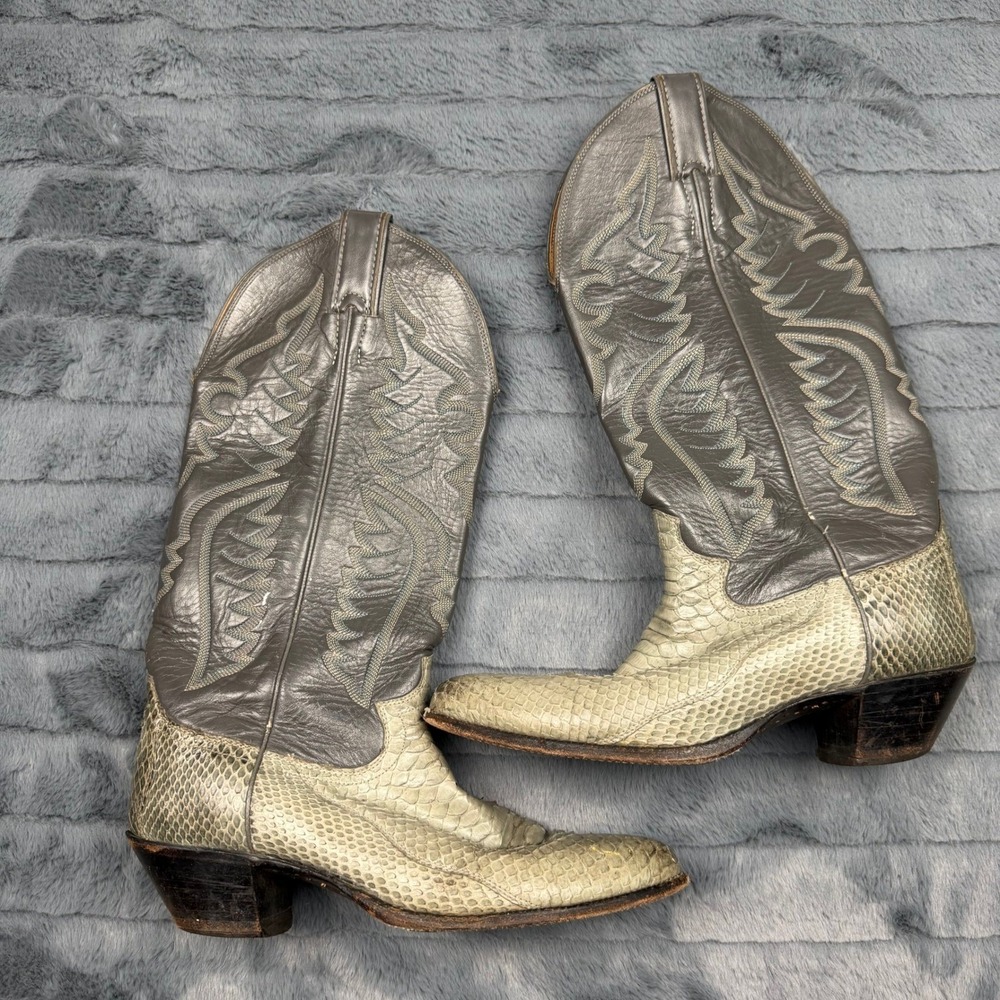 Justin 1879 Womens Grey Snakeskin Leather Western Cowboy Boots 4664 Size 8 B